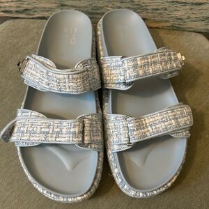 Mix No. 6 Light Blue Tweed Sandals